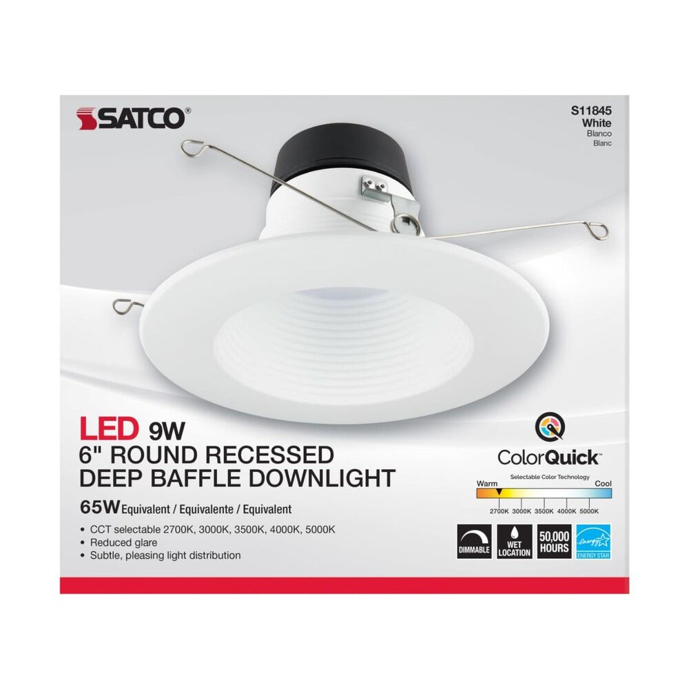 Satco Recessed Lighting 6 Inch Round Recessed Deep Baffle Down Light